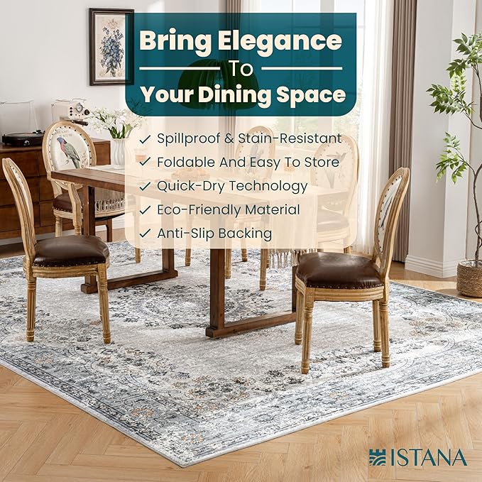 Istana 9x12 Area Rug - Blue 9 x 12 Area Rugs for Living Room - Foldable 9x12 Rugs for Bedroom/Living Room Rug - Stain Resistant Washable Rugs - Eco-Friendly Area Rugs