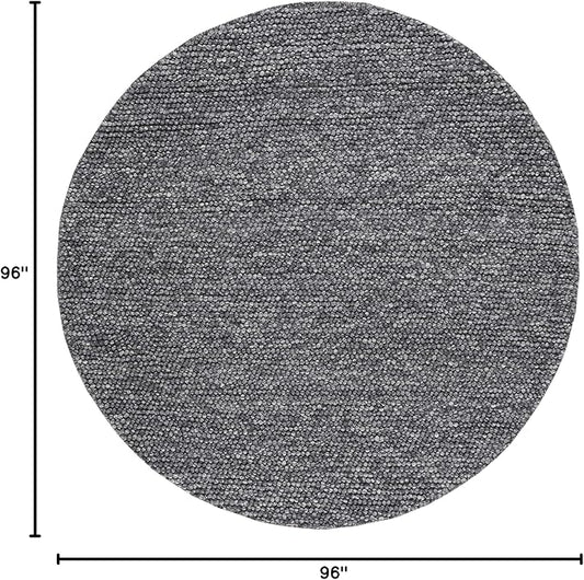 SAFAVIEH Natura Collection Area Rug - 8' Round, Dark Grey, Handmade Wool Blend, Textured Design, Ideal for Living Room, Bedroom, Dining Space (NAT620H)
