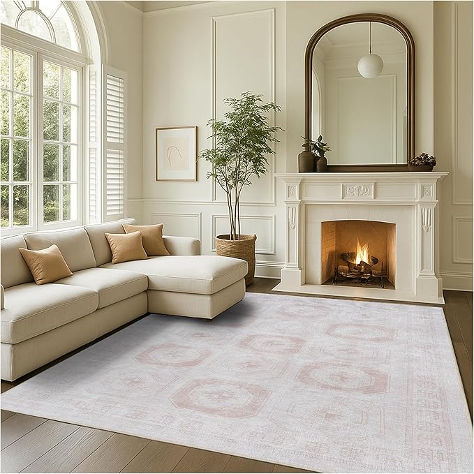 Fame Rugs Turkish Rug. Washable Vintage Oriental Antique Inspired Traditional Doormat Small Modern Area Rugs Luxury Entryway Entry Bedroom Bathroom Kitchen (405CB, 2'5 x 6'9)