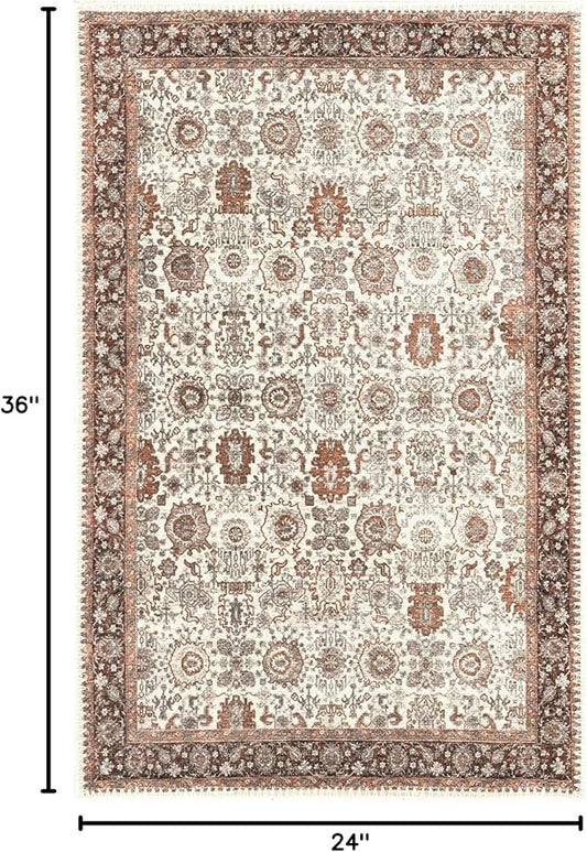 Keen Home Design 2x3 Rug - Machine Washable Entry Rug with Non-Slip Backing, Ideal for Enteryway, Kitchen, Bathroom, Laundry Room - Vintage, Easy Clean, Durable, Low Pile - (2' x 3')