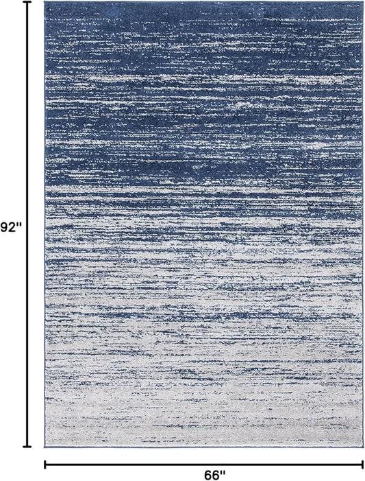 SAFAVIEH Adirondack Collection Area Rug - 5'5" x 7'7", Navy & Grey, Modern Ombre Design, Non Shedding & Easy to Clean, Ideal for Living Room, Bedroom, Office, Dining Space (ADR113E)