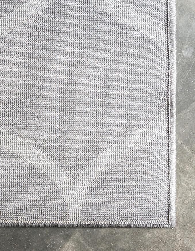 Rugs.com Lattice Frieze Collection Rug – 2' x 13' Runner Light Gray Medium Rug Perfect for Living Rooms, Large Dining Rooms, Open Floorplans