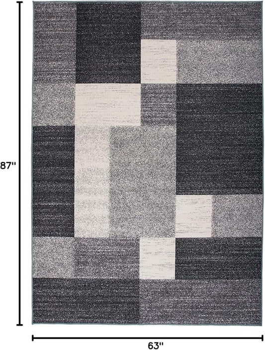 Rugshop Modern Boxes Design Non-Slip (Non-Skid) Area Rug 5 X 7 (5' 3" X 7' 3") Gray