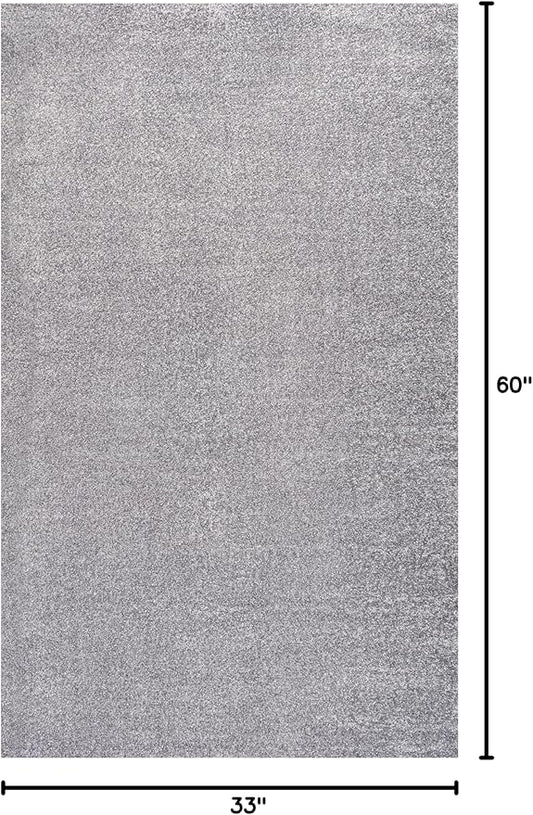 Eyely UES100A-3 Supersoft Haze Solid Low-Pile Indoor Area Rug Casual;Contemporary;Solid;Traditional, Bedroom, Kitchen, Living Room, Easy-Cleaning, Non-Shedding, 3 X 5, Gray