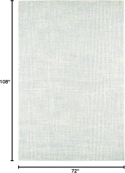 Dash and Albert Crosshatch Wool Area Rug - 6' x 9' Sky Blue Solid Hand Micro Hooked Accent Rug - Durable, High Traffic Areas Bedroom, Hallway, Stairs