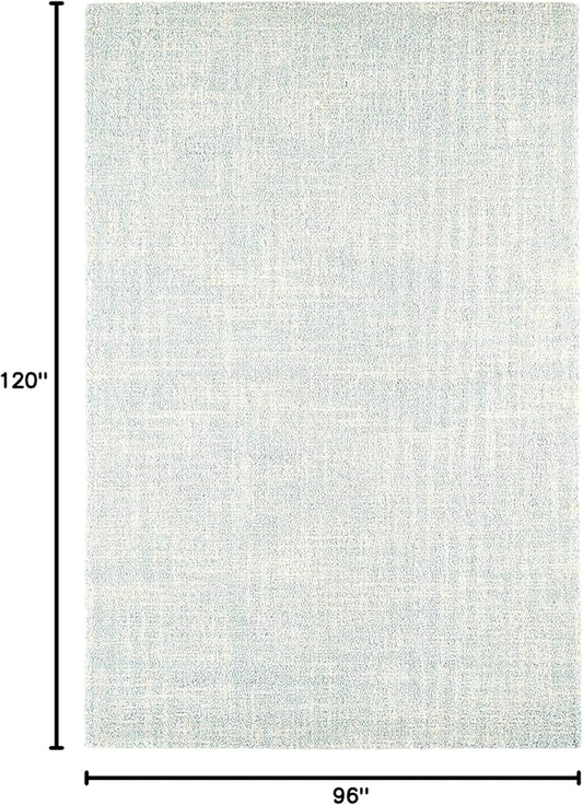 Dash & Albert Crosshatch Sky Hand Micro Hooked Wool Rug, 7.5 X 9.5 Feet, Blue Solid Pattern