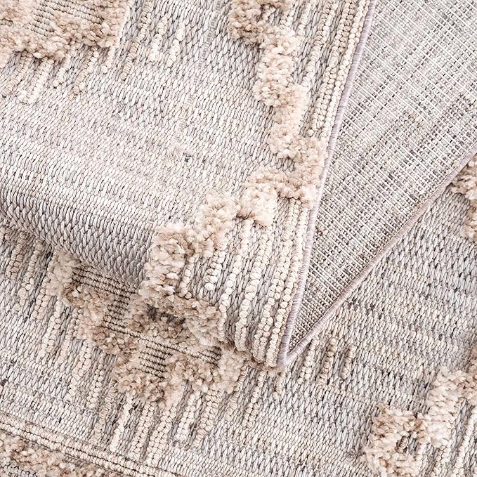 Hauteloom Ampusungan Living Room, Bedroom Area Rug - Farmhouse - Charcoal,Cream,Peach - 8'10" x 12'
