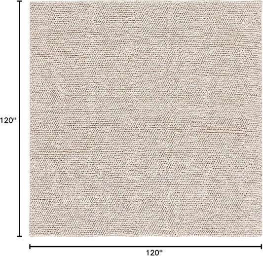 SAFAVIEH Natura Collection Area Rug - 10' Square, Beige, Handmade Wool Blend, Textured Design, Ideal for Living Room, Bedroom, Dining Space (NAT620B)