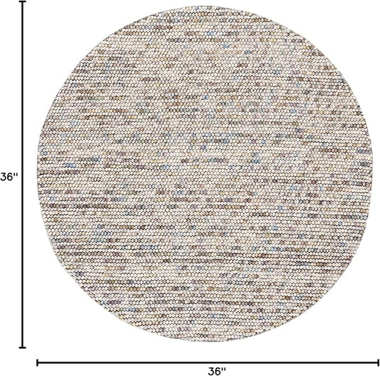 Safavieh Natura Collection Accent Rug - 3' Round, Ivory & Multi, Handmade Wool Blend, Textured Design, Ideal for Living Room, Bedroom, Dining Space (NAT620D)