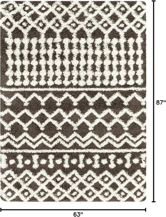 Livabliss Hapsburg Moroccan Shag Area Rug,5'3" x 7'3", Dark Brown