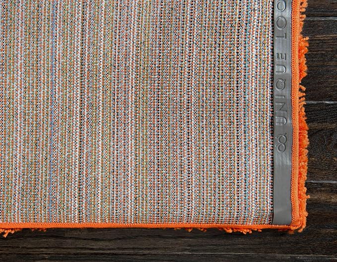 Unique Loom Solid Shag Collection Area Rug (5' 3" x 8' Rectangle, Tiger Orange)