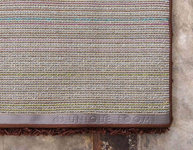 Unique Loom Solid Shag Collection Area Rug (4' 1" x 6' 1" Rectangle, Chocolate Brown)