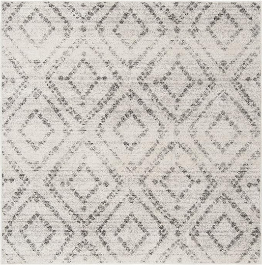 SAFAVIEH Adirondack Collection Area Rug - 12' Square, Light Grey & Grey, Modern Diamond Distressed Design, Non-Shedding & Easy Care, Ideal for High Traffic Areas in Living Room, Bedroom (ADR131C)