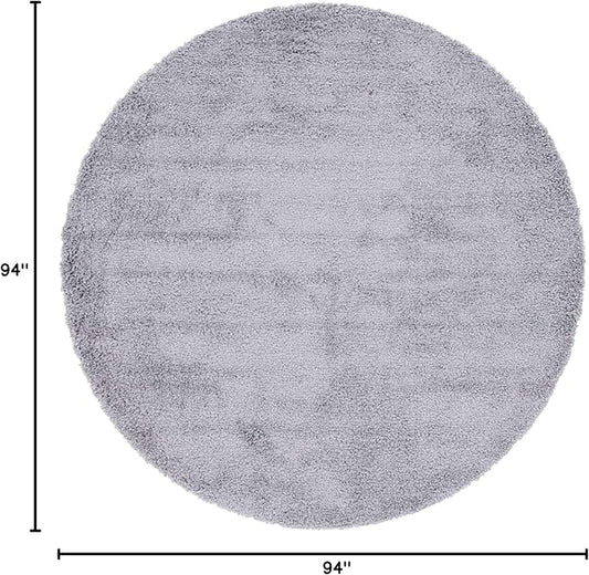 Unique Loom Davos Shag Collection Area Rug - Solid (7' 10" Round, Sterling)