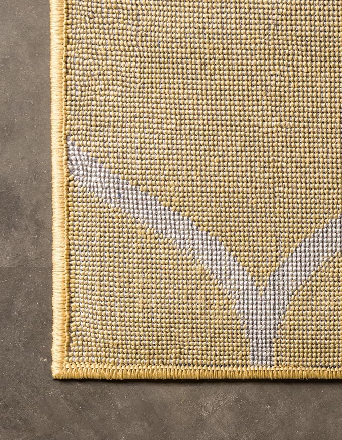 Rugs.com Lattice Frieze Collection Rug – 2' x 13' Runner Yellow Medium Rug Perfect for Living Rooms, Large Dining Rooms, Open Floorplans