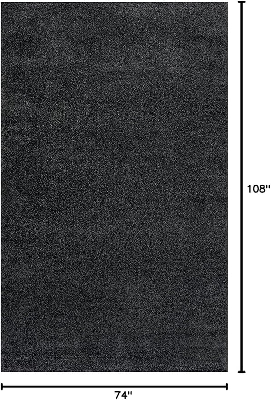 Eyely UES100I-6 Supersoft Haze Solid Low-Pile Indoor Area Rug, Coastal, Bohemian, Minimalist, Classic, Casual for Bedroom,Kitchen,Living Room,Non Shedding,Easy-Washing, Black, 6 X 9
