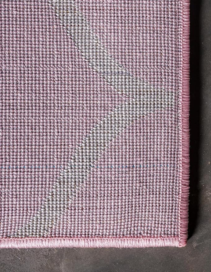 Rugs.com Lattice Frieze Collection Rug – 3' Square Light Pink Medium Rug Perfect for Living Rooms, Kitchens, Entryways