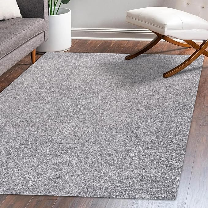 Eyely UES100A-3 Supersoft Haze Solid Low-Pile Indoor Area Rug Casual;Contemporary;Solid;Traditional, Bedroom, Kitchen, Living Room, Easy-Cleaning, Non-Shedding, 3 X 5, Gray