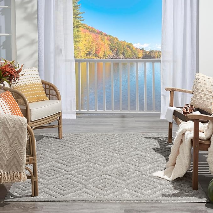 Nourison Home Versatile Silver Grey 6' x 9' Area Rug - Easy Clean, Non Shedding, Bed Room, Living Room, Dining Room, Kitchen (6' x 9')