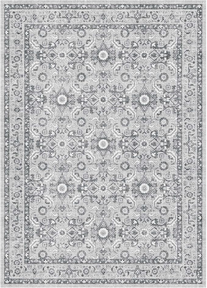 WITSHOCK Living Room Area Rugs 5x7: Soft Non-Slip Backing Washable Rugs Vintage Large Carpet for Bedroom Office Dining Room Kitchen Stain Resistant Home Decor Rug