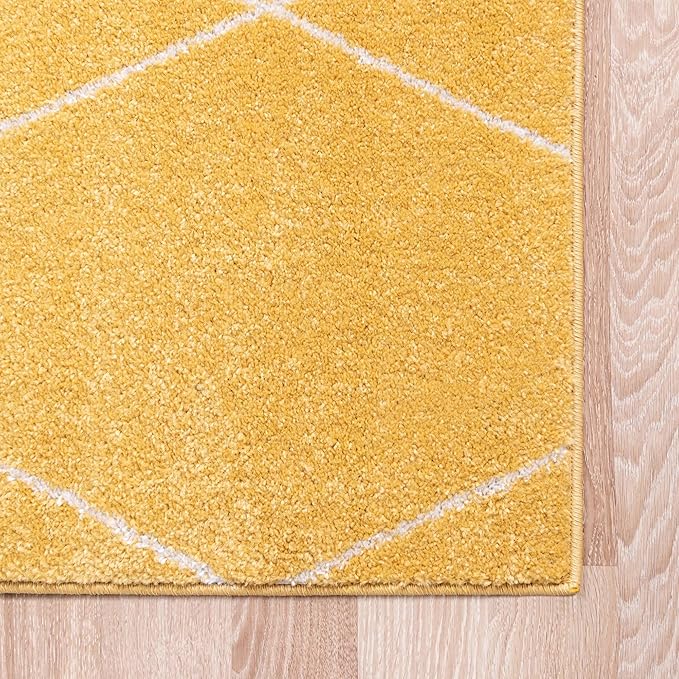 Unique Loom Trellis Frieze Collection Area Rug - Geometric (10' x 13', Yellow/ Ivory)