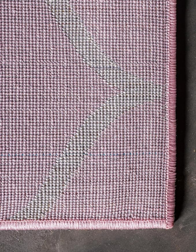 Rugs.com Lattice Frieze Collection Rug – 2' x 10' Runner Light Pink Medium Rug Perfect for Living Rooms, Large Dining Rooms, Open Floorplans