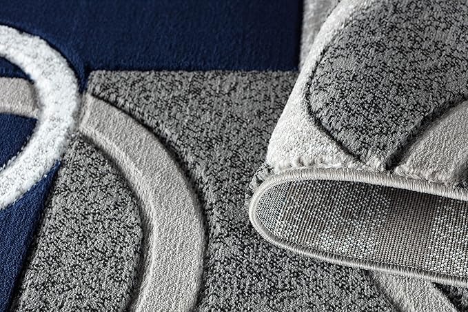 GLORY RUGS Area Rug Modern Soft Hand Carved Contemporary Floor Carpet with Premium Fluffy Texture for Indoor Living Dining Room and Bedroom Area (2x3, Navy)