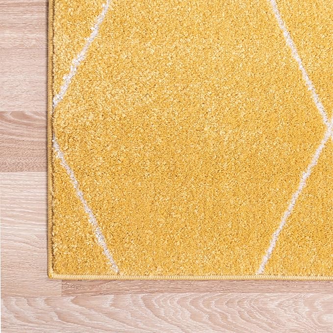 Unique Loom Trellis Frieze Collection Area Rug - Geometric (4' Square, Yellow/ Ivory)
