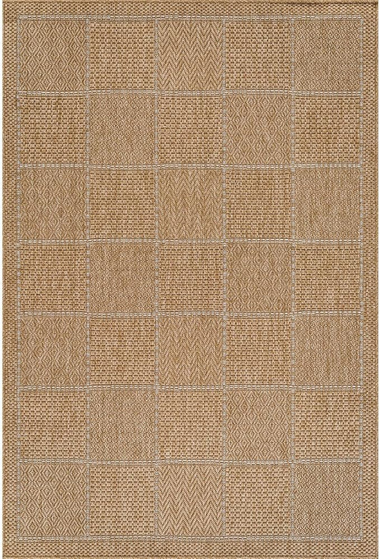 Beverly Rug Easy Jute Checkered Squared Rug 9x12 Washable Large Indoor Outdoor Area Rugs for Living Dining Room Patio Office Stain Resistant Non Shedding Casual Indoor Outside Carpet 9 x 12 Natural