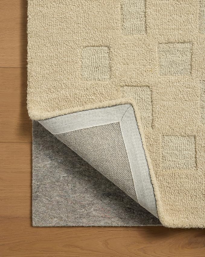 Loloi Leanne Ford Craven Collection CVN-04 Oatmeal/Dove 2'-3" x 3'-9" Accent Rug Checkered, Patterned, Neutral, Entryway, Mudroom, Bathroom, and Kitchen