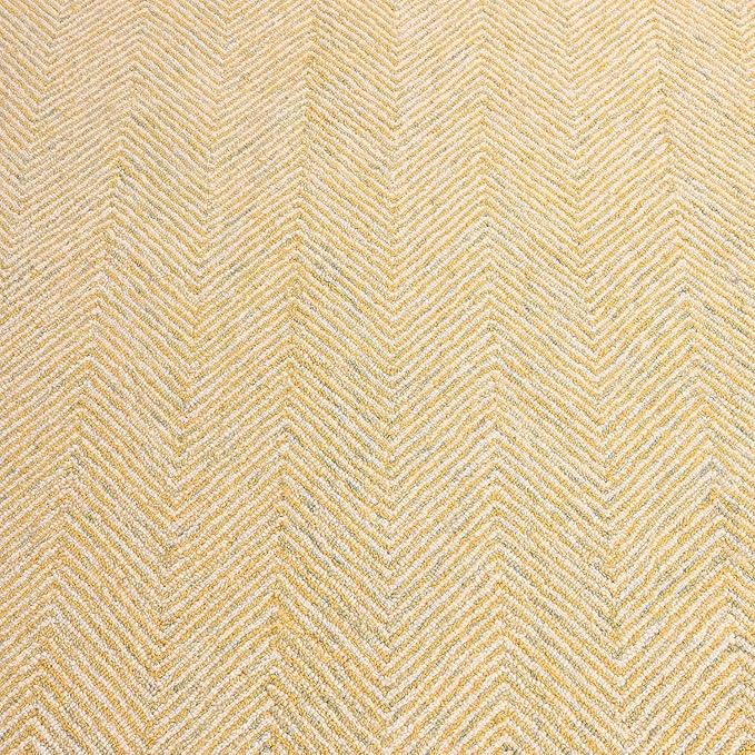 Modern Herringbone Chevron Collection Handcrafted Wool Area Rug - Durable, Zigzag Pattern, for High Traffic, Contemporary Design for Living Room, Bedroom, Dining Room Decor (Butter Yellow, 7' x 9')