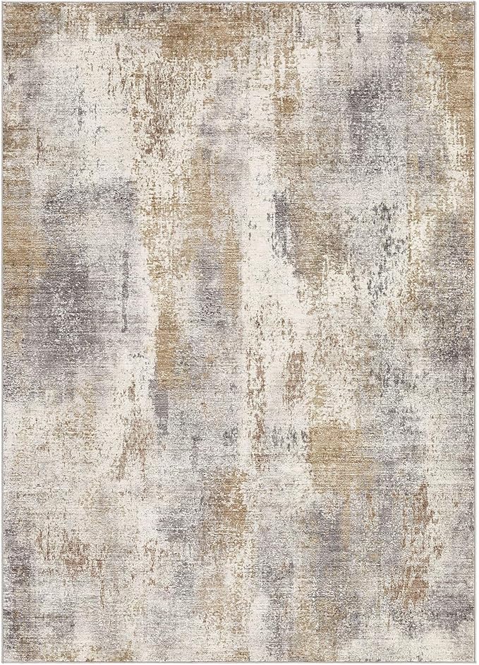 Area Rug Living Room Rugs - 10x12 Washable Large Soft Indoor Neutral Modern Abstract Low Pile Rug Carpet for Bedroom Dining Room Farmhouse Home Office - Brown Grey