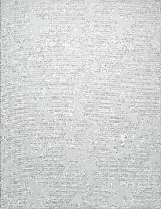 Adel Modern Area Rug for Living Room, 8x10 Rustic Distressed Abstract Large Cream Neutral Rug, Medium Pile Stain Resistant Carpet for Bedroom, Dining Room or Kitchen (8' x 10', Cream)