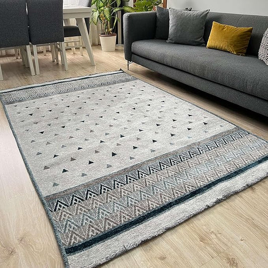 Alfa Rich 3x10 Blue Cream Off White Washable Area Rugs for Living Room Hallway Kitchen Decor Runner