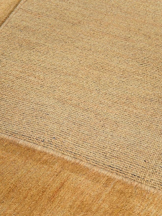 Hand Knotted Loom Wool ECO-Friendly Area Rugs - 8'x8', Square, Gold Color, Solid Plain Design, High Pile Thick Handmade Anti Skid Area Rugs for Living Room, Bed Room (L00111)