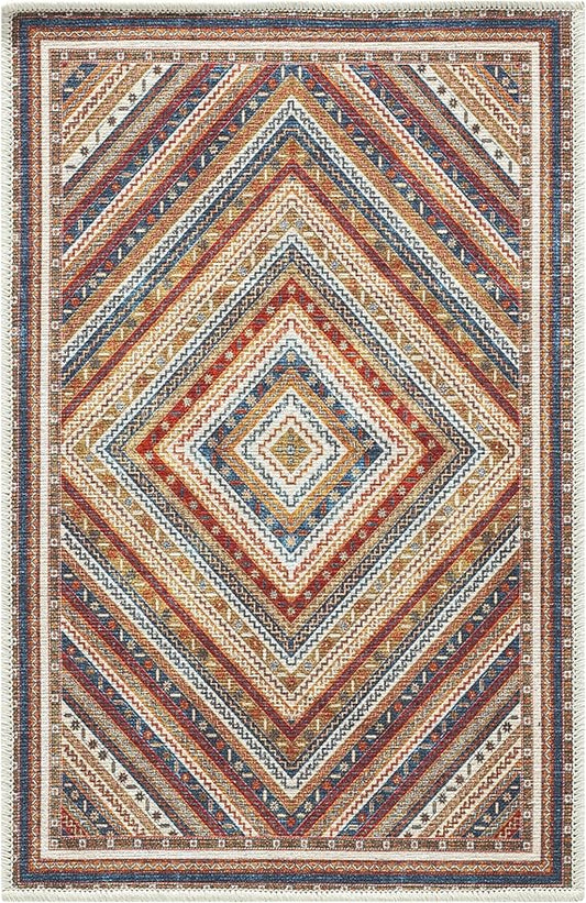 Keen Home Design 2x3 Rug - Machine Washable Entry Rug with Non-Slip Backing, Ideal for Enteryway, Kitchen, Bathroom, Laundry Room - Vintage, Easy Clean, Durable, Low Pile Rug - (2' x 3')