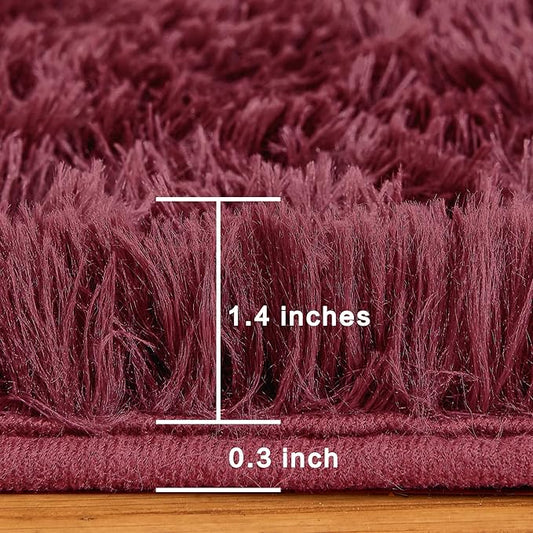 Andency 6x9 Area Rugs Burgundy,Large Shag Fluffy Soft Shaggy Rugs for Living Room Bedroom, Non-Slip Thick Plush Carpet for Kids Girls and Boys, Dorm Nursery Home Decor Aesthetic