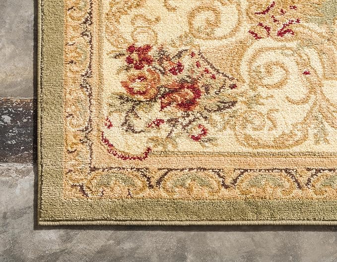 Rugs.com Chateau Collection Rug - 13 Ft Runner Green Medium Pile Rug