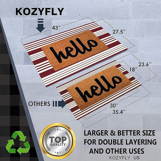 KOZYFLY Striped Outdoor Rug Red and White 27.5x43 Inches Front Door Rug Christmas Woven Area Rug Washable Indoor Doormats Entrance Mat for Holiday Kitchen Entryway Patio Front Porch