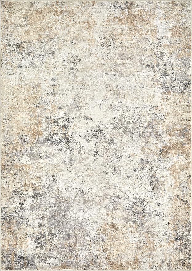 5x7 Area Rug Living Room Rugs - Washable Neutral Modern Abstract Soft Thin Large Rug Indoor Floor No Slip Rug Carpet for Bedroom Under Dining Table Home Office Decor - Golden Grey