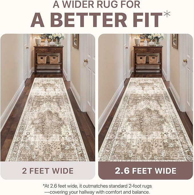 Area Rug 2x3 Doormat, Machine Washable Low Pile Vintage Rugs, Small Lightweight Rug Entryway Indoor Mat for Entrance, Hallway, Kitchen and Corridor, Latte Beige
