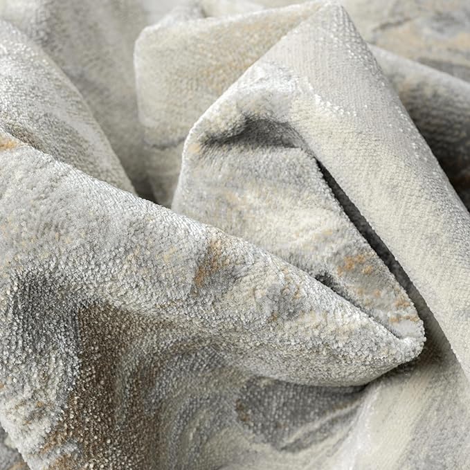 Abani Regal Beige Grey Area Rug for Living Room, Bedroom - Swirl Abstract Pattern - 6' x 9' - Durable & Easy to Clean Washable