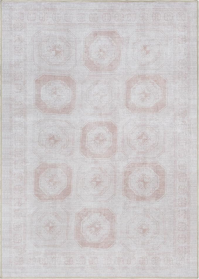 Turkish Rug. Washable Vintage Oriental Antique Inspired Traditional Doormat Small Modern Area Rugs Luxury Entryway Entry Bedroom Bathroom Kitchen (405CB, 2' x 3')