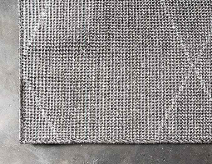Unique Loom Trellis Frieze Collection Area Rug - Geometric (9' x 12' 2", Dark Gray/ Ivory)
