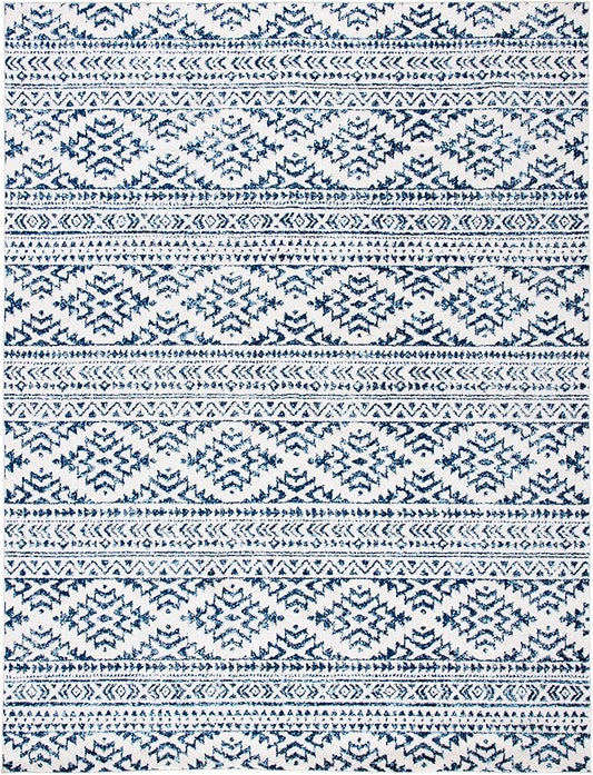 SAFAVIEH Area Rug 12x15 - Tulum Collection - Large - Ivory & Navy, Moroccan Boho Tribal Design, Non-Shedding & Easy to Clean, Ideal for Living Room, Bedroom, Dining Space (TUL272D)