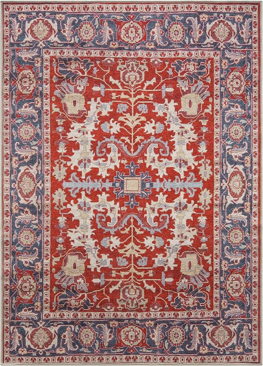 Keen Home Design 9x12 Rug - Machine Washable Area Rug with Non-Slip Backing, Ideal for Living Room, Dining Room, Bedroom - Vintage, Easy Clean, Durable, Low Pile Rug - (9' x 12')