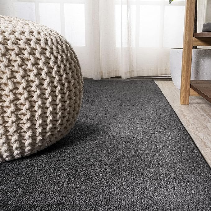 Eyely UES100I-3OV Supersoft Haze Solid Low-Pile Indoor Area Rug Casual;Contemporary;Solid;Traditional, Bedroom, Kitchen, Living Room, Easy-Cleaning, Non-Shedding, 3 X 5 Oval, Black