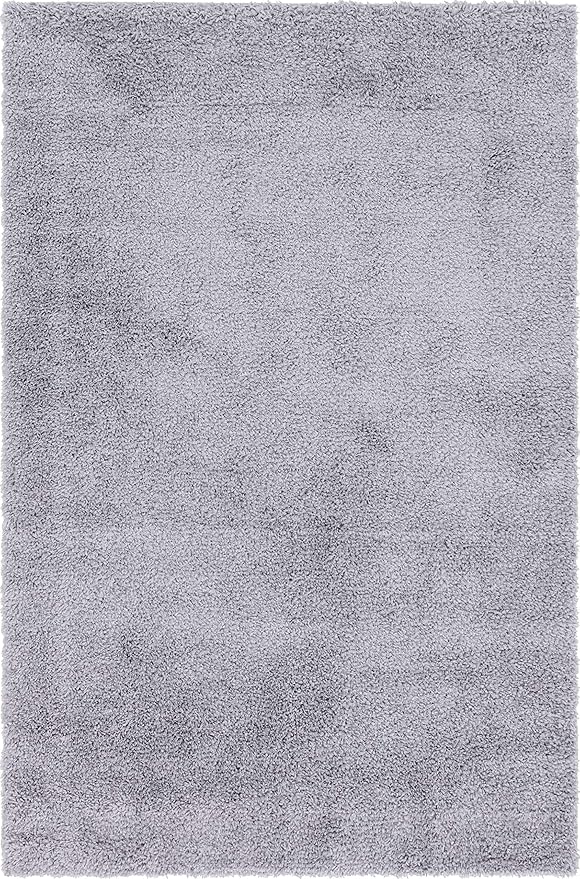 Unique Loom Davos Shag Collection Area Rug - Solid (6' 1" x 9' Rectangle, Sterling)
