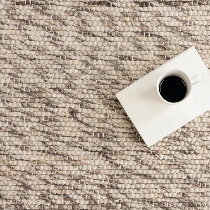 Rugs USA Marilyn Charcoal/Ivory, 6' x 9', Hand Woven, Marled, Wool, Soft and Cozy, High Traffic, Stain Resistant, Easy Clean, Durable Area Rug for Bedroom, Living Room, Dining, Den, Foyer