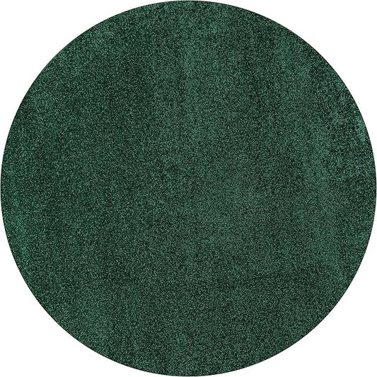 Eyely UES100L-8R Supersoft Haze Solid Low-Pile Indoor Area Rug, Coastal, Bohemian, Minimalist, Classic, Casual for Bedroom,Kitchen,Living Room,Non Shedding,Easy-Washing, Green, 8' Round